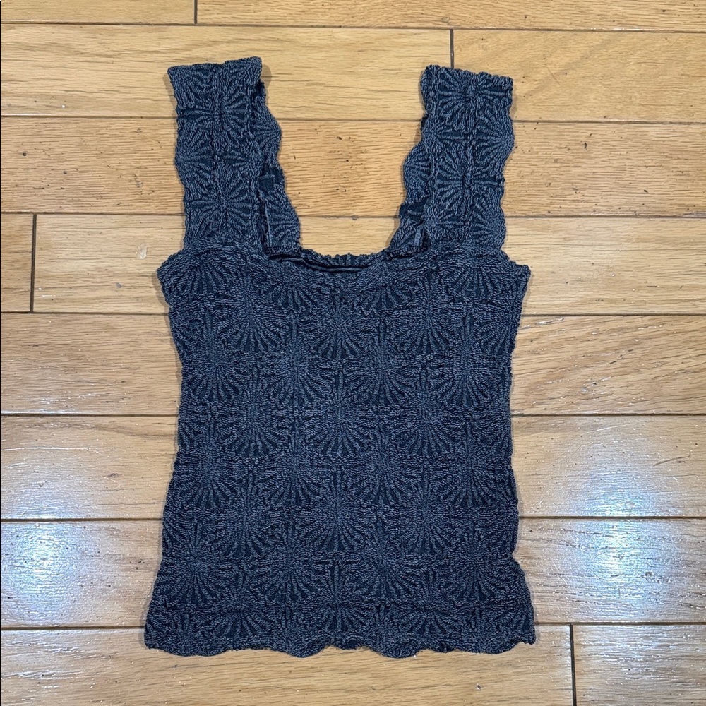 Free People  Black Textured Women's Top XS/S